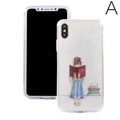Colored Painting Anti-Scratch Glitter Power Soft TPU Back Cover Protective Case for iPhone X / XS