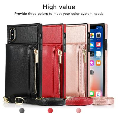Fashion Crossbody Type Multi-purpose Zipper Drop Protection Flip Card Slots PU Leather Wallet Phone Case for iPhone Xs Max 6.5