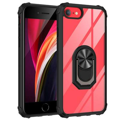 Shockproof Scratch-Resistance Dual-layer PC+TPU Phone Protective Case with Acrylic Ring Bracket for iPhone SE(2020)