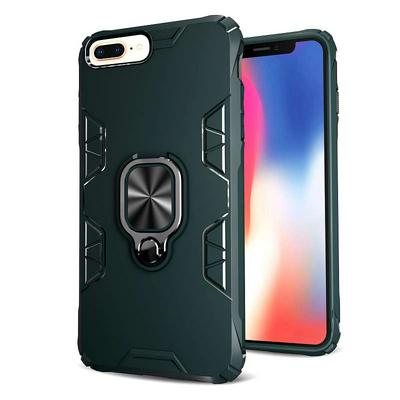 Honeycomb Texture Shockproof Scratch-Resistance PC+TPU Phone Protective Case with Metal Ring Kickstand for iPhone 7/ 8