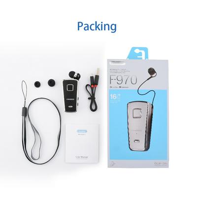 F970 Earphone Clip On Bluetooth Wireless Earphone Retractable Headphone Stereo Business Headphone  