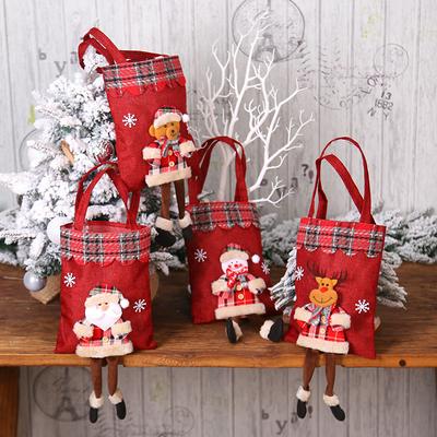 Christmas Candy Bags Sturdy Burlap Treat Bags with Fun Decoration on the Front