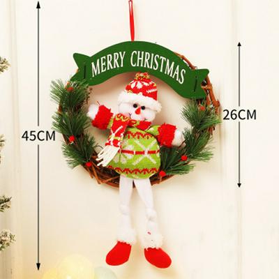Christmas Rattan Wreath Door Knocker Ornaments Snowman Old Man Door Hanging Window Shopping Mall Christmas Home Pendant Decoration