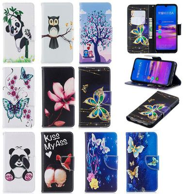 Painted Shockproof Anti-Scratch Side Flip PU Leather + Soft TPU Card Slots with Magnetic Buckle and Stand Wallet Protective Case for Huawei Honor 8A