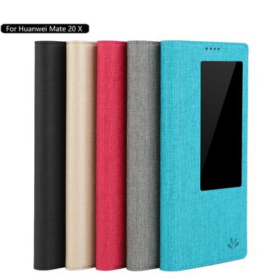 Vili Canvas Cross Pattern PU Leather + Soft TPU + Dmx with Stand and Card Slot Protective Case for Huawei Mate 20 X