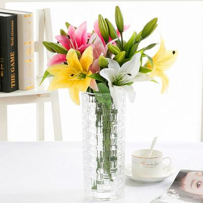 Artificial Lily Flower Real Touch Mock Flower with Buds for Home Decoration