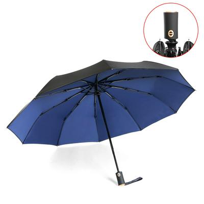 Two Layers 10 Backbone Branch One Hand Full Automaticlly Open Windproof Twice Folding Umbrella for Sunny and Rainy - Black