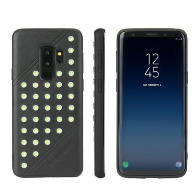 Drop Protection with Starry Oil Wax Pattern PU Leather Coated PC Back Cover Phone Case for Samsung Galaxy S9 Plus