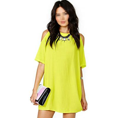 M-2XL Size Women's Loose New Fashion Chiffon Off-The-Shoulder T Shirt Tops Short Sleeve Casual Dress