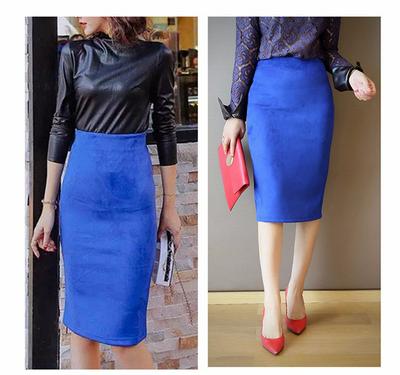 Sexy Sheath Dress Sexy Multi Color Suede Midi Pencil Skirt Women 2018 Fashion Elastic High Waist Office Lady Sheath Dress Skirts 