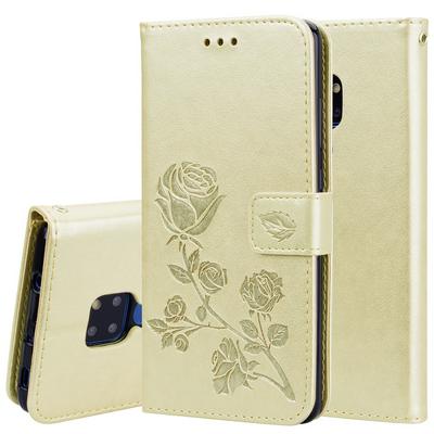 Enkay Hat-Prince Embossed Rose PU Leather + TPU with Card Slots Holder Wallet Purse and Stand Protecting Case for Huawei Mate 20