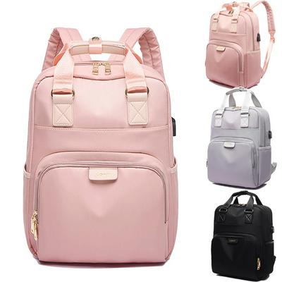 Waterproof Bagpack Women 14 Inch Laptop USB Charger Back Pack Bag School Teenager Bag 