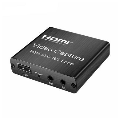 4K HDMI To USB Loop Out Capture Card USB2.0 Video Recording Box for PC Game Live Streaming Video Recorder Mic Input Audio Output