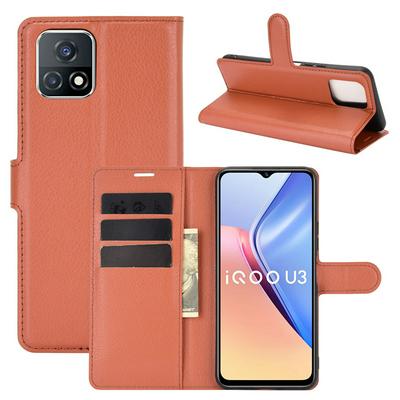 Lychee Pattern Flip Folio Leather Case for vivo iQOO U3 Scratch Resistant Wallet Style Cover with Stand and Card Slots