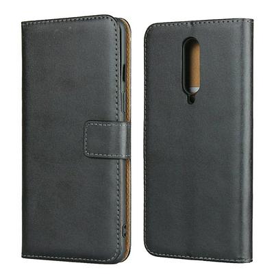 Plain Weave Shock-Absorption Side Flip Genuine Leather + Soft TPU Magnetic Buckle with Card Slots and Stand Wallet Case for OnePlus 8 