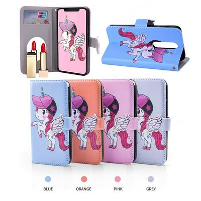 Pegasus Unicorn Pattern with Makeup Mirror PU Leather + Soft TPU with Stand Support and Card Holder and Wallet Slots Protective Case for Nokia 6.1 Plus (Nokia X6)