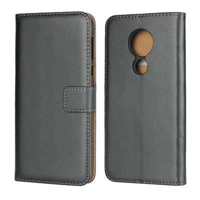 Solid Color Genuine Leather + Soft TPU Card Slots with Stand Support Wallet Protective Cover Case for Motorola Moto G7 Power 