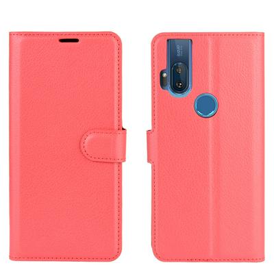 Litchi Pattern Side Flip Shockproof PU Leather + Soft TPU Magnetic Buckle with Stand and Card Slots Wallet Case for Motorola One Hyper