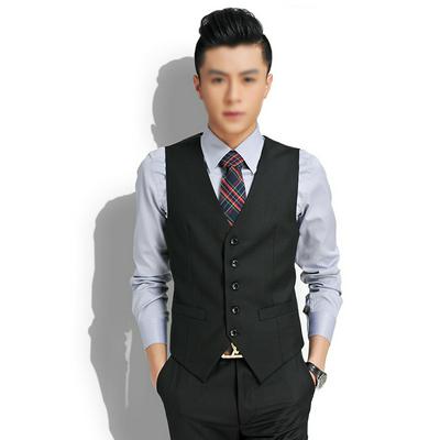 Men's Formal Suit Vest Business Waistcoat Vest with Adjustable Back Strap