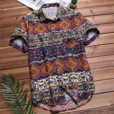 Mens Beach Hawaiian Shirt Tropical Summer Short Sleeve Men Clothing Casual Loose Cotton Shirts