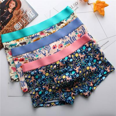 3pcs L-3XL Size Cartoon Print Pattern Men Middle Waist Soft Cotton Breathable Comfortable Underpants Boxers