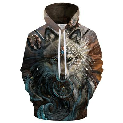 Wolf Warrior Hoodies Unisex Couple Hooded Sweatshits Drop Ship Animal Hoodie  Pullover Male Coat