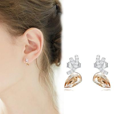 YE1138B-S S925 Sterling Silver Antlers Earrings Forest Temperament Fresh Diamond Elk Swarovski Element Earrings Ear Stud
