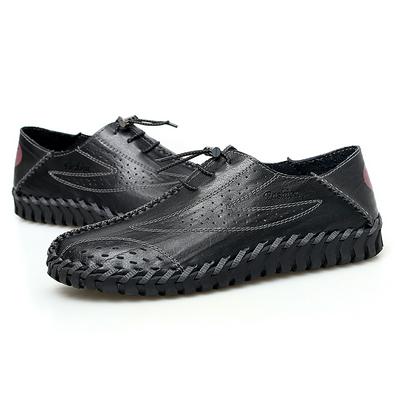 Men's Modern Casual Leather Shoes All-match Lace up Oxfords - Black
