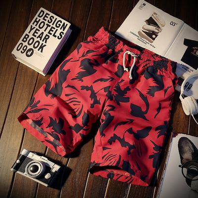 Men's Fashionable Breathable Shorts Loose Fit Drawstring Beach Pants with Delicate Eyelets and Bright Colors