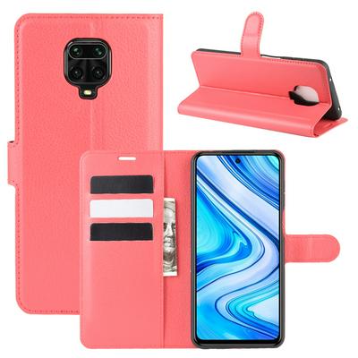 Solid Color Litchi Pattern Shock-Absorption Side Flip PU Leather + Soft TPU Card Slots with Magnetic Buckle and Stand Wallet Case for Xiaomi Redmi Note 9 Pro / Note 9S / Note 9 Pro Max