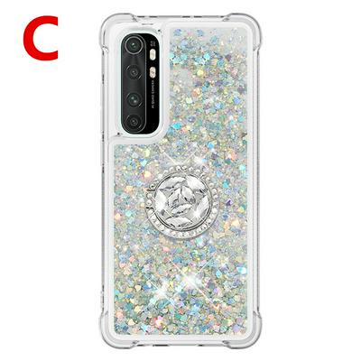 Airbag TPU Phone Case for Xiaomi Mi Note 10 Lite Ring Buckle Anti-fall Scratch Resistant Quicksand Protective Cover