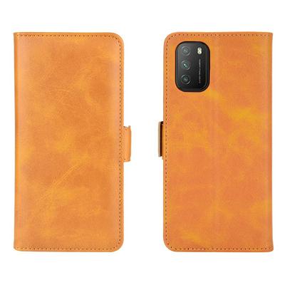Double Buckle Side Flip Scratch Resistant PU Leather Wallet Phone Case for Xiaomi Poco M3