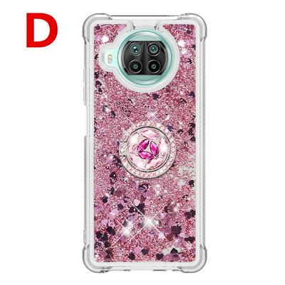 Airbag TPU Phone Case for Xiaomi Mi 10T Lite 5G Ring Buckle Anti-fall Scratch Resistant Quicksand Protective Cover