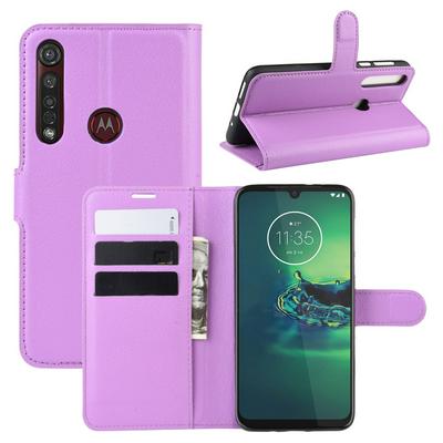 Litchi Pattern Shockproof Side Flip PU Leather + Soft TPU Card Slots with Magnetic Buckle and Stand Wallet Case for Motorola Moto G8 Plus