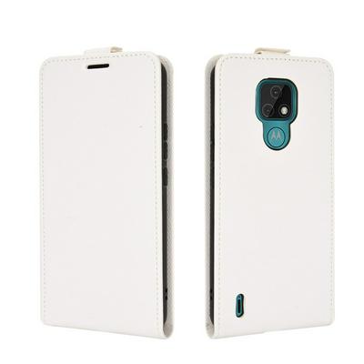 R64 Pattern Single Folded Edge Vertical Flip Folio Scratch Resistant PU Leather Wallet Phone Case for Motorola Moto E7