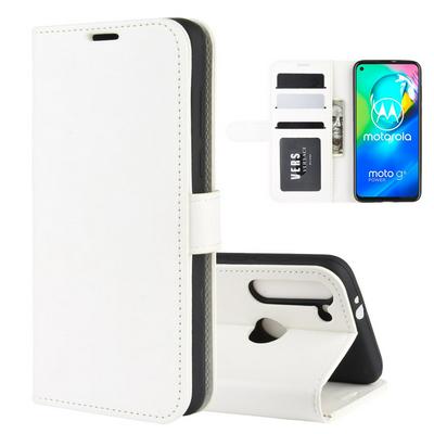 R64 Pattern Single Folding Open Left and Right Scratch Resistant PU Leather Phone Cover with Stand and Card Slots for Motorola Moto G8 Power