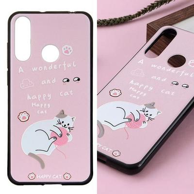 Colored Painting Happy Cat Bear Animal Pattern Soft TPU Back Cover Case for Motorola Moto E6 Plus