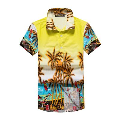 Parent-child Models Loose Fashion Printed Beach Shirts Cotton Home Casual Couple Shirts - for Man
