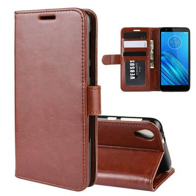 R64 Pattern Single Fold Edge Side Flip Shockproof PU Leather + Soft TPU Card Slots with Picture Frame and Stand Wallet Protective Case for Motorola Moto E6