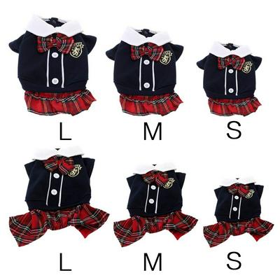 S/M/L Size Japanese Korean Campus Style Autumn Winter Tie Bow-Knot Pet Dogs Couple Suit Pet Clothing