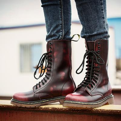 Motorcycle Combat Desert Military Army Punk Goth Biker Strategic Men's Lace Up Closure Ankle Boots  Middle Retro Non-Slip Shoes