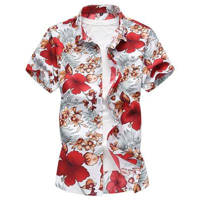 Mens Hawaiian Shirt Male Casual Printed Beach Shirts Short Sleeve  