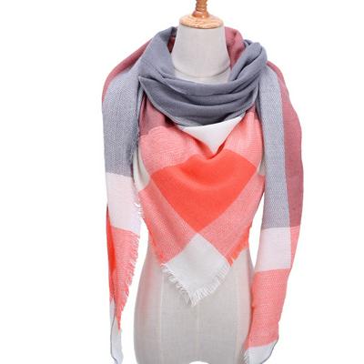Women's Winter Plaid Scarf Warm Chunky Neck Wrap Checkered Shawl Scarves - Style B