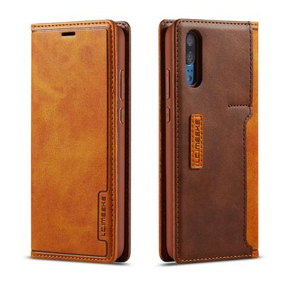 Simple Solid Color Magnetic Buckle Closure Shockproof Scratch Resistant PU Leather Wallet Phone Case with Card Slot for HUAWEI P20