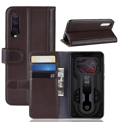 Side Flip Wallet Style Genuine Leather + Soft TPU Card Slots with Stand and Magnetic Buckle Case for Xiaomi Mi 9