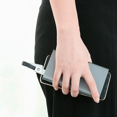 FLOVEME 3 in 1 Micro USB + Type-C + 8 Pin Interface 2A Creative Magnet and Key Chain Design Multi Usage Data Sync Charging Mini USB Cable for Smartphones