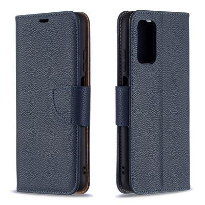 Solid Color Lychee Pattern Scratch Resistant PU Leather Wallet Phone Case with Wrist Strap&Stand for Xiaomi Poco M3