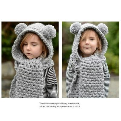 Winter Kid Baby Children Boy Girl Soft Warm Cute Knitted Wool One-Piece Hat Scarf 