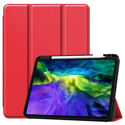 Solid Color Tri-Fold Folding Auto Sleep Wake Function PU Leather + Soft TPU with Pen Slot inside Stand Protective Case for iPad Pro 12.9 (2020)