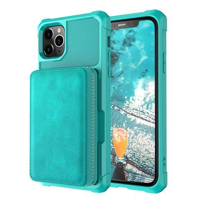 For iPhone 12 Pro Max (6.7) ZM05 Premium Vintage Shockproof All-Inclusive Hard PC Case with Card Slots Stand Function Cover Case